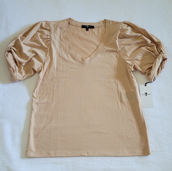 7 For All Mankind Tops - 7 For All Mankind Twist➰ Sleeve Top in Golden💛 Wheat🌾 - NWT